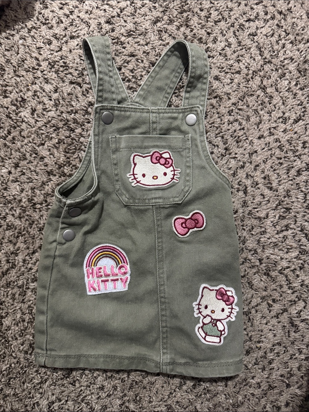 Hello Kitty Olive Green Overall Dress